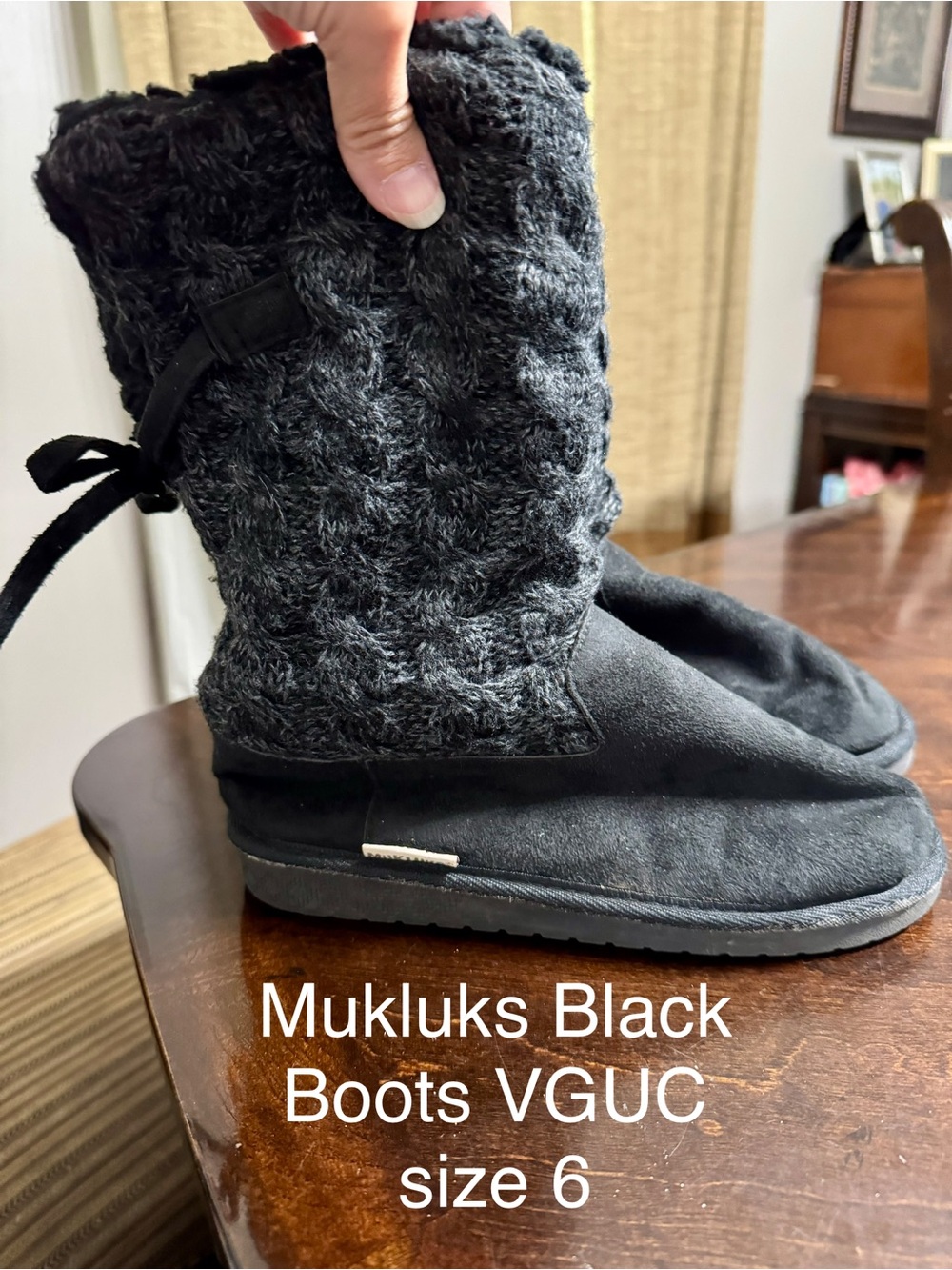 Muk Luks Black Knit-Shaft Winter Boots